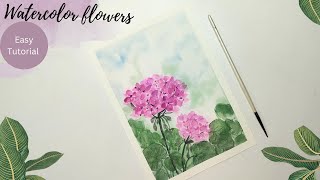 How to paint simple flowers with watercolor. Easy Watercolor flower painting tutorial.