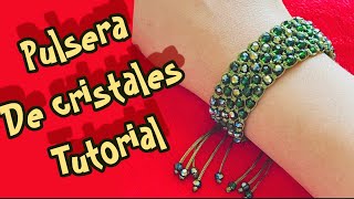 Pulsera nudo plano y cristales (facil de hacer ) tutorial facil 😻