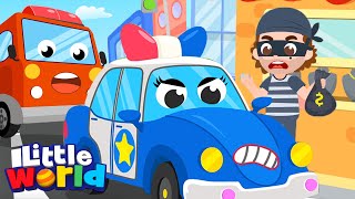 Fire Truck & Police Car To The Rescue | Little World - Kids Songs & Nursery Rhymes