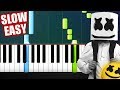 Marshmello ft. Bastille - Happier - SLOW EASY Piano Tutorial by PlutaX