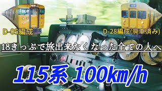 〔概要欄見て下さい〕115系100キロ爆走(18きっぷで旅出来なくなった全ての人々へ)