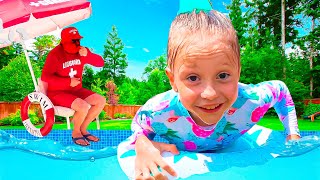 Nastya and safety rules in the pool and in the heat
