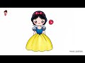 美丽的白雪公主简笔画 how to draw disney princess snow white cute and easy