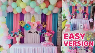 Easy Version Unicorn Theme Birthday Decoration  | Kids  Birthday Party Ideas at Home