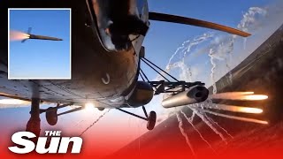 Ukrainian Mi-8 attack helicopter fires on Russian positions