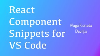 React Code Snippts plugin for VSCode | Tips | #020