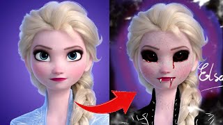 Elsa Frozen Glow Up to Horror ELsa Version