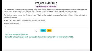 Project Euler 037 - Truncatable Primes