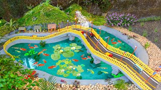 Transfer ugly garden corner into amazing aquarium diorama with moutain road