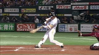 ポール際に弾丸ライナー！ 中村の今季第1号ソロHR 2014.04.15 H-E