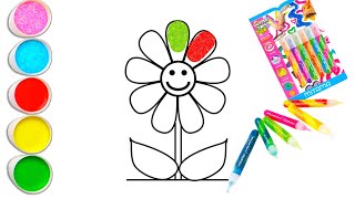 flower Drawing, Painting and Coloring for Kids & Toddlers | Drawing Basics #3
