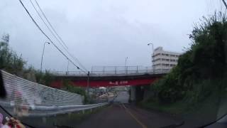 【車載動画】最強台風8号の中、所用の為、外出した。2014年7月8日8時頃