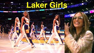 Jennifer Lopez & Ben Affleck watch the Laker Girls "JLo Remix" dance performance 3/16/24 NBA Dancers