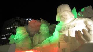 Sapporo snow festival 66th 第66回札幌雪まつり スターウォーズ大雪像の光と音のライトアップショー