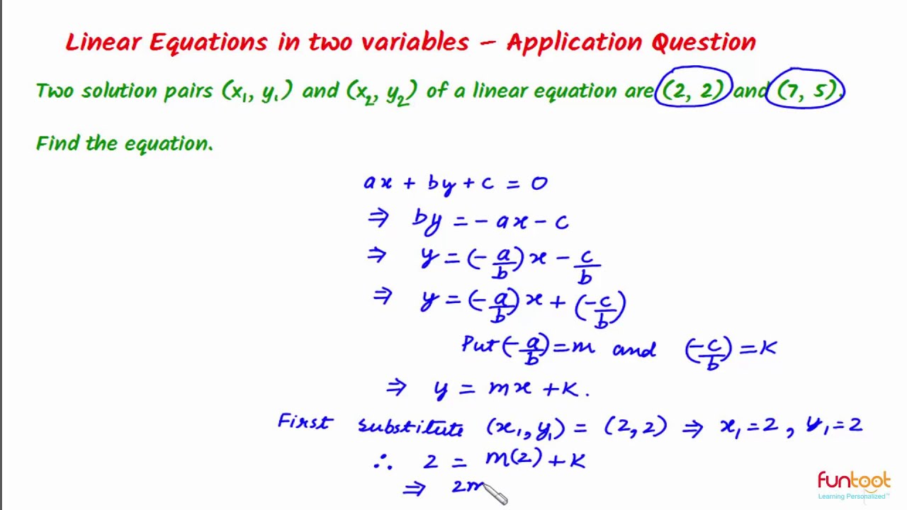 Solutions Of Linear Equation In Two Variables - Linear Equation ...