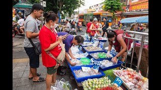 [4K] พาเดินชมบรรยากาศกรุงเทพฯในตอนเย็น ที่บริเวณตลาดห้วยขวาง