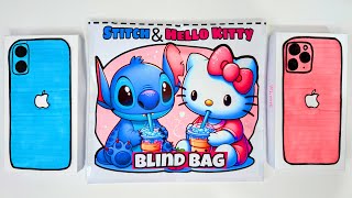 STITCH and HELLO KITTY blind bags + paper Iphone unboxing | Asmr 💙🩷