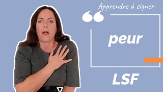 Signer PEUR en LSF (langue des signes française). Apprendre la LSF par configuration