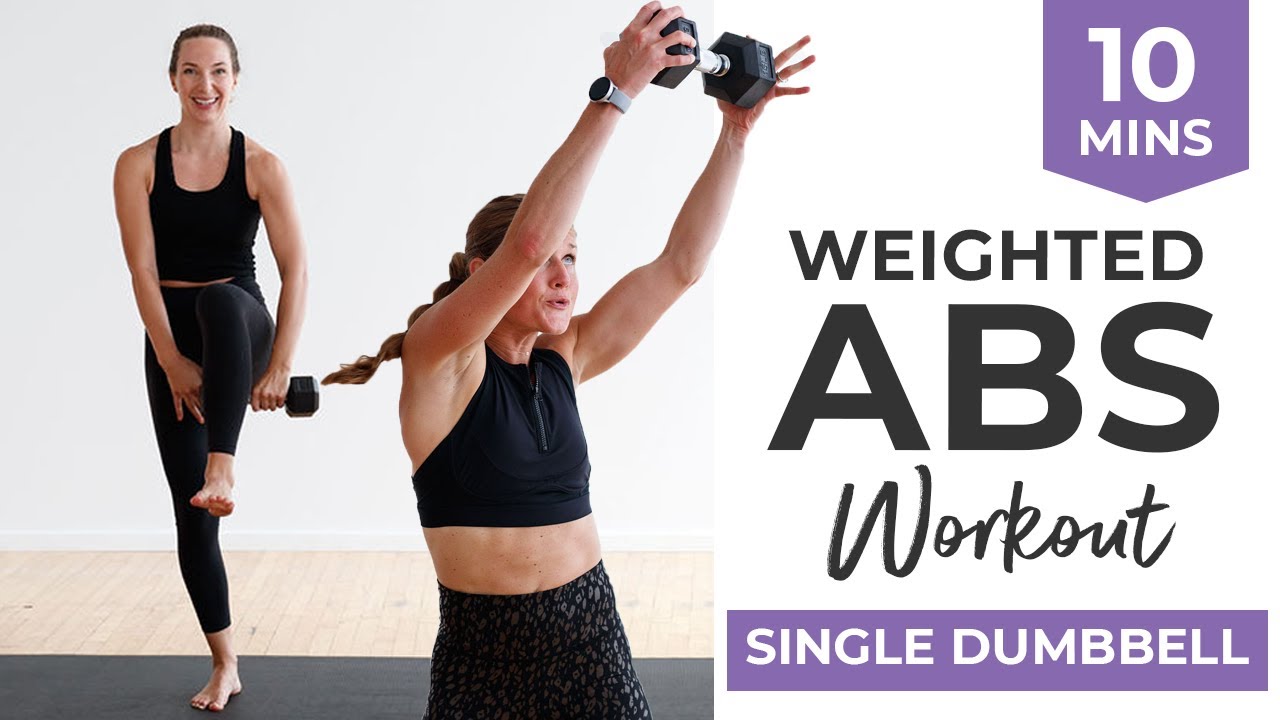 Intense, 10-Minute Weighted Abs Workout (One Dumbbell + Beginner Mods ...