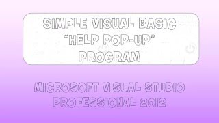 Simple "Help Pop-Up" Program using Visual Basic