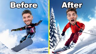 Snowboarders Go Skiing For The First Time!