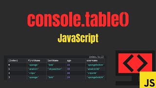 how to use console.table() in JavaScript