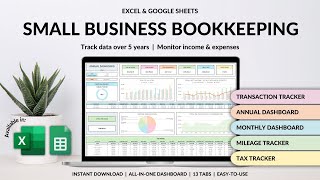 Small Business Bookkeeping spreadsheet tutorial - Income and expense tracker - Mileage - Accounting