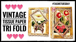 Vintage Tissue Paper Tri - Fold #tagmetuesday
