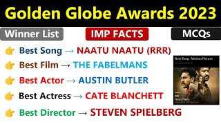 Golden Globe Awards 2023 Current Affairs | Winners List | Naatu Naatu | RRR | Indologus