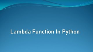 Lambda Function In Python In Marathi