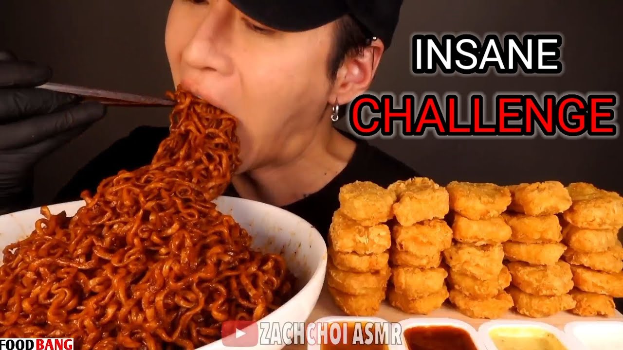 Zach Choi |CRAZY 10X NUCLEAR FIRE NOODLES & 30 NUGGETS CHALLENGE EATING ...