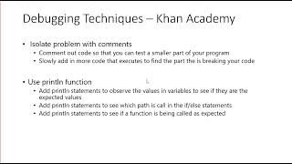 13. Debugging Overview