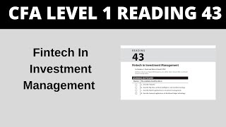 Fintech In Investment Management  - CFA Reading 43 Level 1