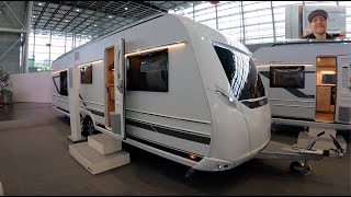 LMC Exquisite 685 VIP luxury caravan camping travel trailer model 2023 walkaround and interior A0673