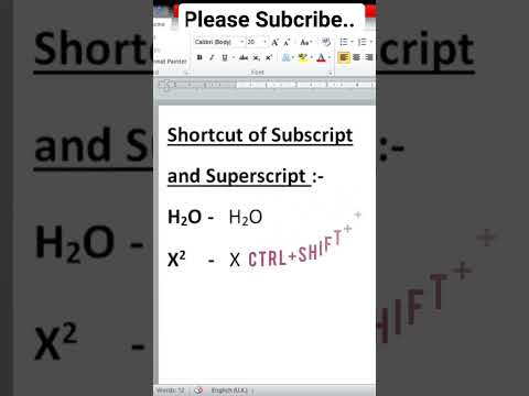 Subscript and Superscript Shortcut || #msoffice