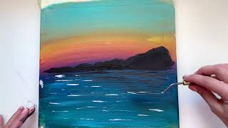 Relaxing Lake Painting | Easy Acrylic Paint for Beginners| Simple Sunset Landscape