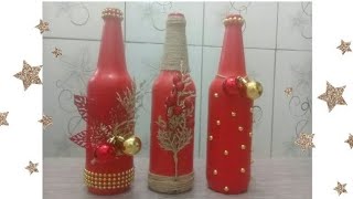 GARRAFAS DECORADAS PARA O NATAL | Passo a Passo