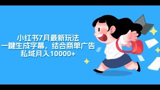 【完整教程】小红书7月最新玩法，一鍵生成字幕，结合商单广告，私域月入10000+ | 老高项目网