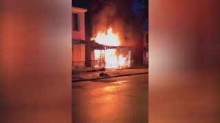 Firefighters respond after large blaze erupts in Philadelphia townhome