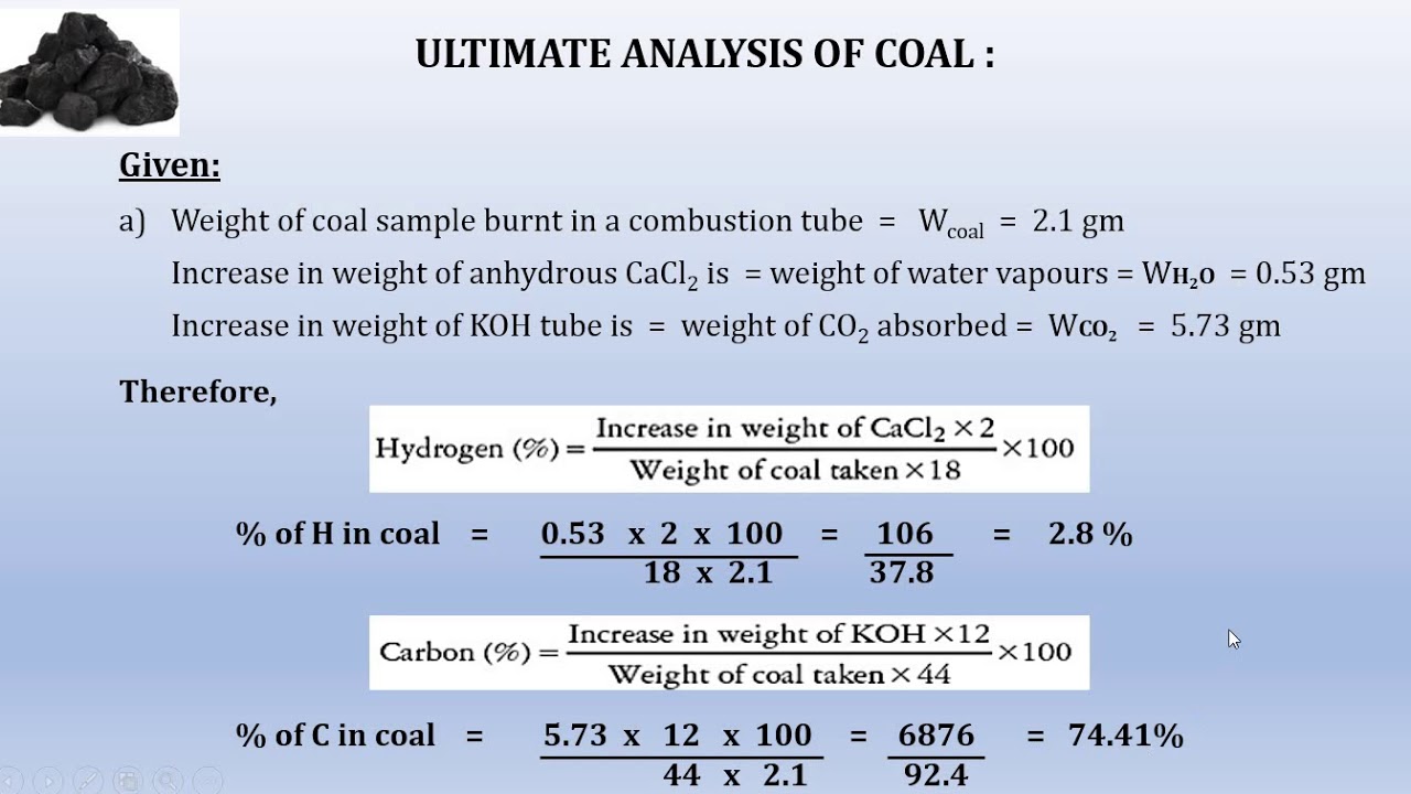 Numericals On Ultimate Analysis Of Coal - YouTube