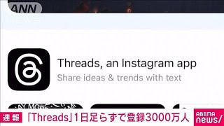 「Threads」1日足らずで登録3000万人(2023年7月7日)