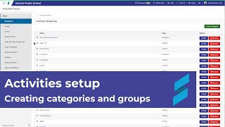 Activities Setup | How to create categories and groups