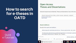 #usm #usmlibrarytv How to search for e-theses in OATD