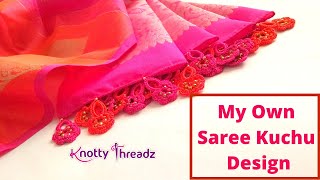 My Own New Design | Crochet Saree Kuchu Pattern | Double Colour Saree Kuchu | Knotty Threadz