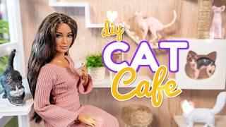 How To Make A Mini Cat Café | Cat Room | Barbie Crafts