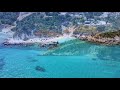 4k bird s view of xigia sulfur beaches in zakynthos island in greece