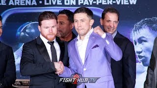 CANELO ALVAREZ AND GENNADY GOLOKVIN SHOW EACH OTHER MAD RESPECT AT REMATCH FACE OFF