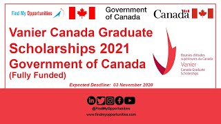 VANIER CANADA GRADUATE SCHOLARSHIP 2021 BY CANADIAN GOVERNMENT FULLY FUNDED - Urdu/Hindi