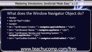 JavaScript Training Tutorial What Does the Window Navigator Object Do?