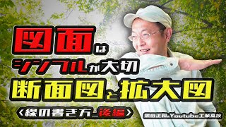 図面の描き方＿線の書き方断面図と拡大図　機械製図＿製造の基礎